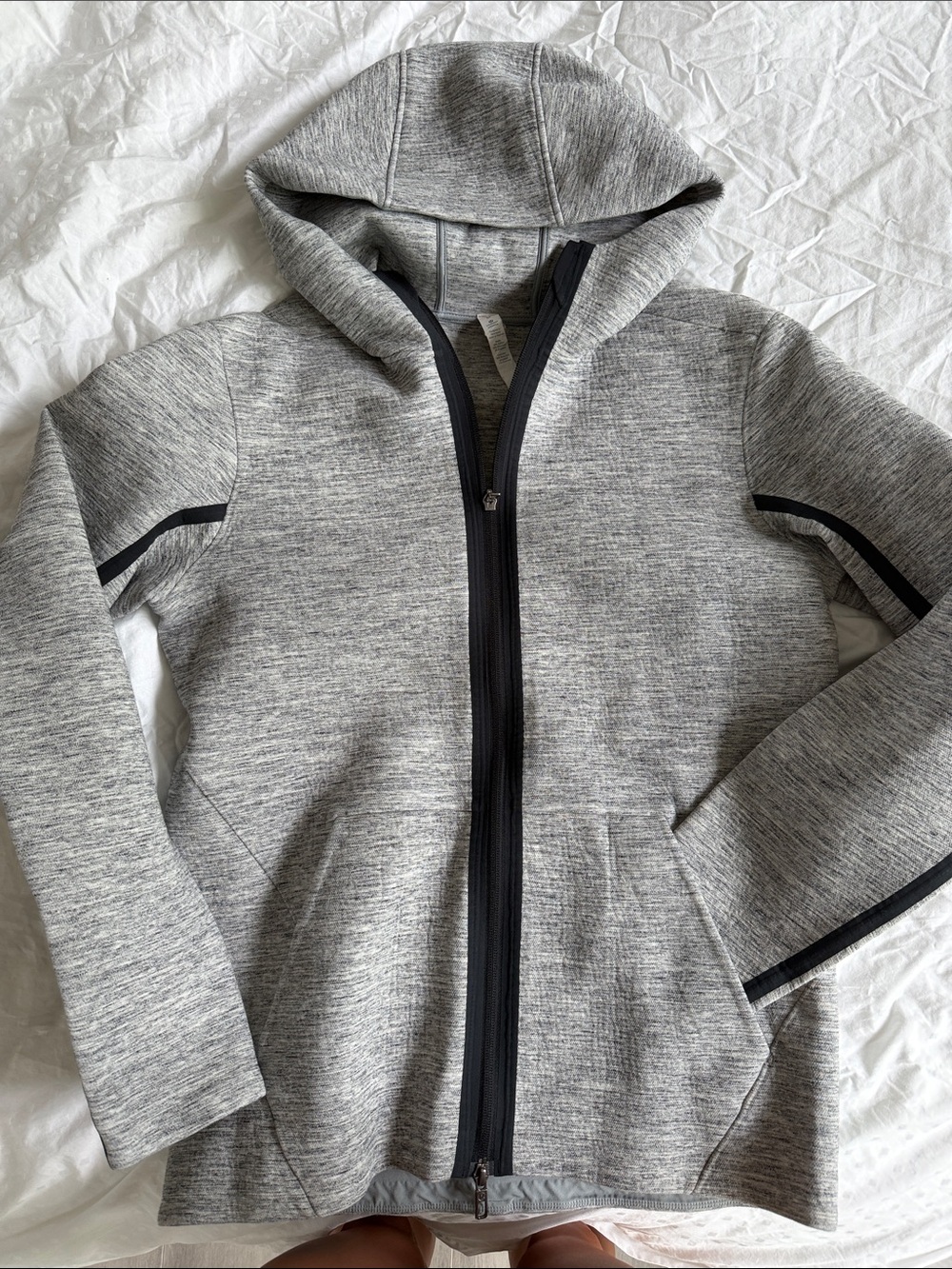 lululemon athletica Grey Hooded Full-Zip Jacket with Black Trim